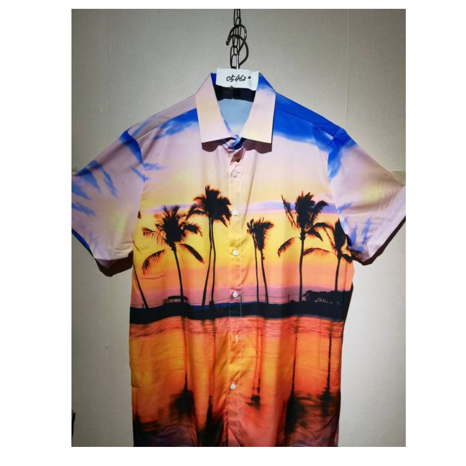 Camisa Hawaiana Con Cuello Alto