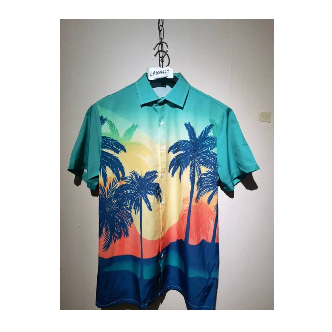 Camisa Cuello Alto Manga Corta Hawaiana